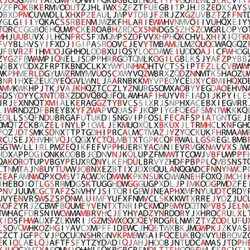 Red, gray and black letters. Letters of the alphabet in random order on white