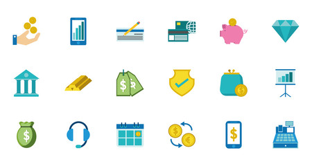 finance business icons set on white background