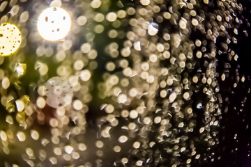 Bokeh of light with water drop