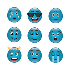 bundle of emoticons with expressions vector illustration design