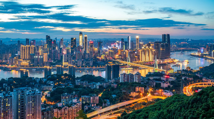 Fototapeta na wymiar Night view of Chongqing Architecture and urban skyline..