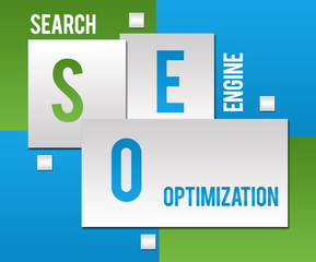 SEO - Search Engine Optimization Green Blue Squares Text 