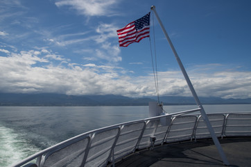 American flag on ship