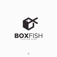 box fish logo design unique
