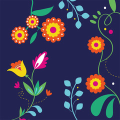 dia de los muertos card with floral decoration