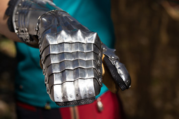 Iron glove. Metal medieval armor. Handmade. Blacksmith work
