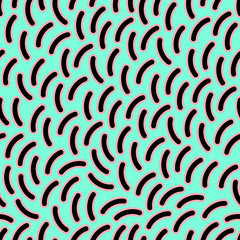 Vector seamless pattern with geometric strokes elements. Memphis geometric outline trendy modern style. 