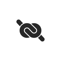 Logo knot in the form of infinity simple black and white emblem tightly knotted knot icon - obrazy, fototapety, plakaty