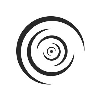 Rounded lines of ripples of liquid logo diverge to the sides concentric shape monochrome design element