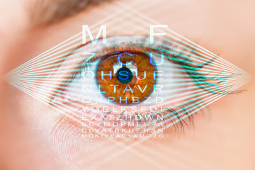 Close up of an eye and vision test