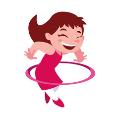 Girl cartoon with hula hoop vector design