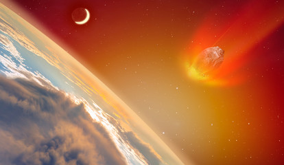 Attack of the asteroid (meteor) on the Earth 