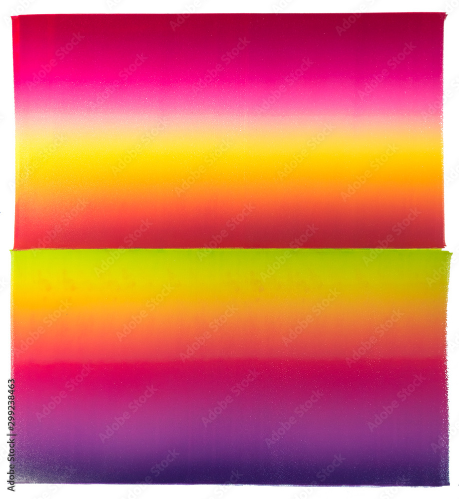 Poster the combination of the colors of printing ink so that the colors slide together using a roller on th