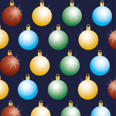 Fototapeta premium happy merry christmas card with balls hanging