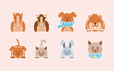 Naklejka premium pet shop grooming vet care icons set