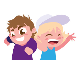 Isolated boys cartoons vector design