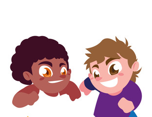 Isolated boys cartoons vector design