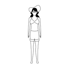 avatar woman wearing shorts and beach hat