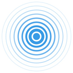 Radar screen concentric circle. Blue color ring. Radio station signal. Vector illustration. Signal.