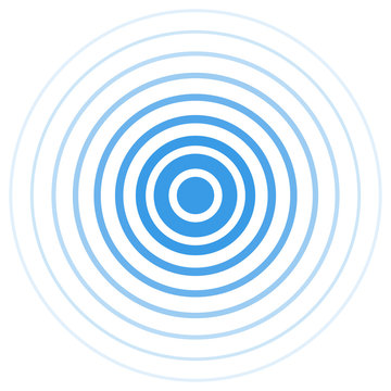 Radar screen concentric circle. Blue color ring. Radio station signal. Vector illustration. Signal.