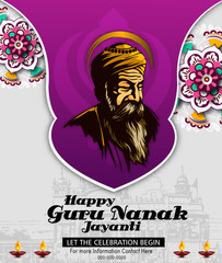 Illustration of Happy Gurpurab, Guru Nanak Jayanti , Prakash Utsav festival of Sikh celebration background