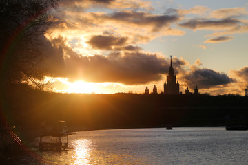 Naklejka premium Photo background of a beautiful landscape of the city Moscow center
