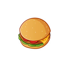 burger logo mascot catoon vector art illustration