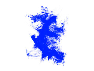 Fototapeta na wymiar Blue paint splash background. Abstract blue brush isolated on white