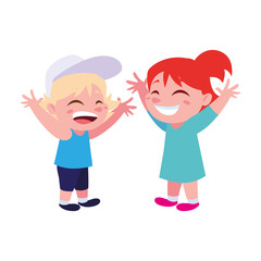 Boy and girl cartoon vector design