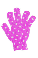 A glove for washing and rubbing body isolated on white background