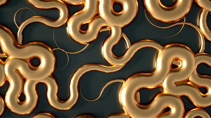 Golden wave background. 3d illustration, 3d rendering.