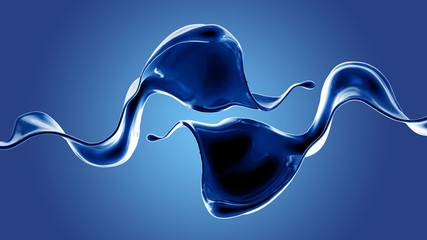 Splash fluid. 3d illustration, 3d rendering.