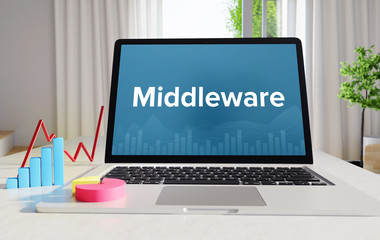 Middleware – Statistics/Business. Laptop in the office with term on the display. Finance/Economics.