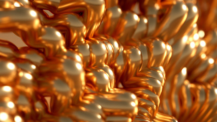 Luxury golden metal background with lines. 3d illustration, 3d rendering.