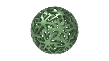 3d rendering of a decorative sphere ornament pattern isolated in white