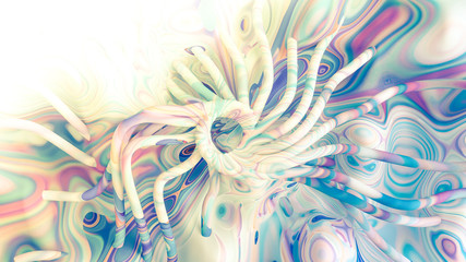 Bright background with a volumetric pattern and print. 3d illustration, 3d rendering.