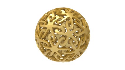 3d rendering of a decorative sphere ornament pattern isolated in white