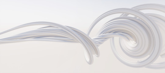 Colorful abstract panoramic background: geometric white matte curve.  ( Car backplate, 3D rendering computer digitally generated illustration.)