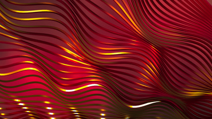 Golden wave background. 3d illustration, 3d rendering.