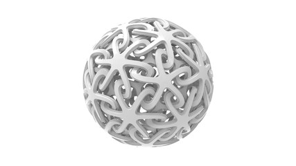 3d rendering of a decorative sphere ornament pattern isolated in white
