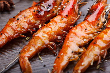 Grilled shrimp kebabs, northeast China barbecue