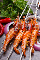 Grilled shrimp kebabs, northeast China barbecue