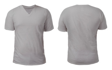 Grey V-Neck Shirt Design Template