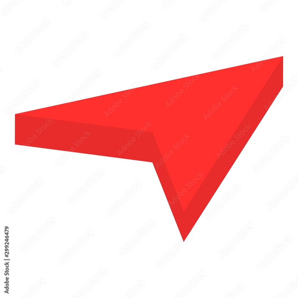 Poster red gps arrow icon. isometric of red gps arrow vector icon for web design isolated on white backgrou