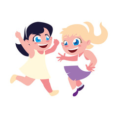Isolated girls cartoons vector design