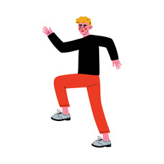 Charismatic Young Man Going to Success, Guy Reaching the Goal or Result Vector Illustration