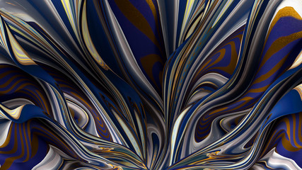 Bright background with a volumetric pattern and print. 3d illustration, 3d rendering.