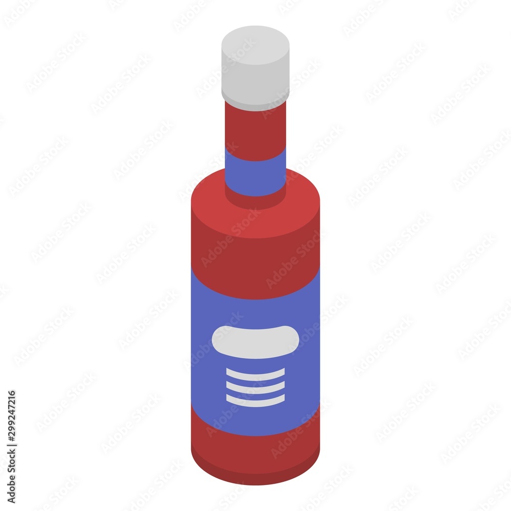 Poster red sauce bottle icon. isometric of red sauce bottle vector icon for web design isolated on white ba