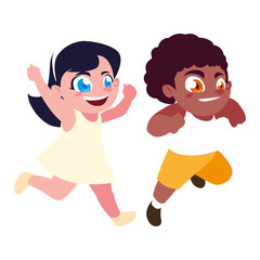 Boy and girl cartoon vector design