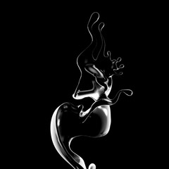 Splash fluid. 3d illustration, 3d rendering.